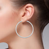 14K White Gold Square Tubed Hoop Earrings- 1 3/4 Inch