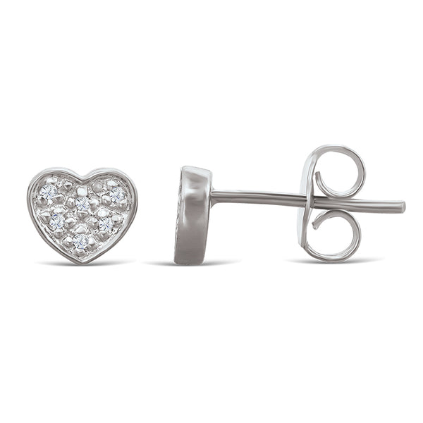 Sterling Silver Heart Earrings with Diamonds (CALL FOR PRICING AND AVAILABILITY)
