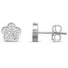 Sterling Silver Flower Earrings with Diamonds