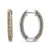14kt Gold and Sterling Silver Hoop Earrings with Diamonds
