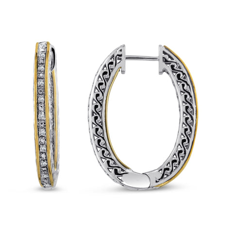 14kt Gold and Sterling Silver Hoop Earrings with Diamonds (CALL FOR PRICING AND AVAILABILITY)