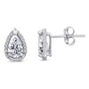 Sterling Silver Earrings with White Topaz and Diamond