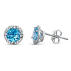 Sterling Silver Earrings with Blue Topaz and Diamond