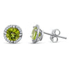 Sterling Silver Earrings with Peridot and Diamond