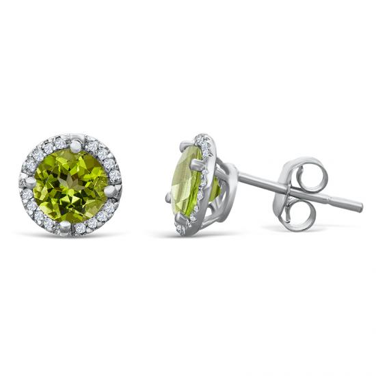 Sterling Silver Earrings with Peridot and Diamond