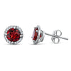 Sterling Silver Earrings with Garnet and Diamond