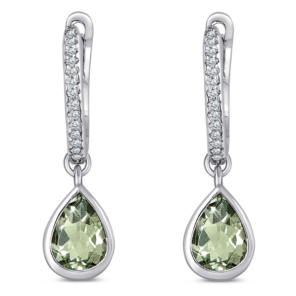 Sterling Silver Earrings with Green Amethyst