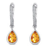 Sterling Silver Earrings with Citrine and Diamond