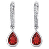 Sterling Silver Earrings with Garnet and Diamond