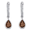 Sterling Silver Earrings with Smoky Quartz and Diamond