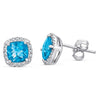 Sterling Silver Earrings with Blue Topaz and Diamond