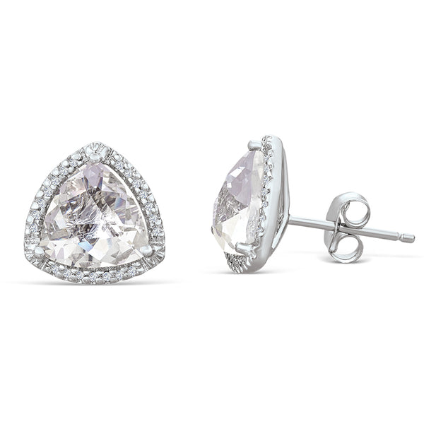 Sterling Silver Earrings with White Topaz and Diamond