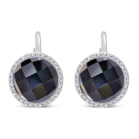 Sterling Silver Earrings with Black Onyx and Diamonds