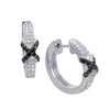 Sterling Silver Hoop Earrings with Black Diamond and White Topaz