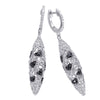 Sterling Silver Dangling Earrings with Black Diamonds and White Topaz