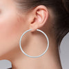 14K White Gold High Polish Hoop Earrings- 2.25 Inch