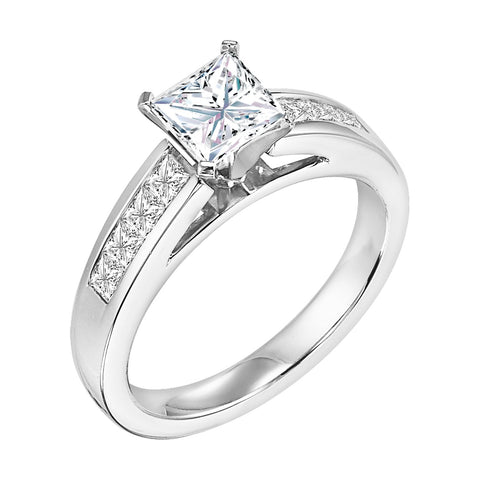 Contemporary Channel Engagement Ring with Princess Cuts
