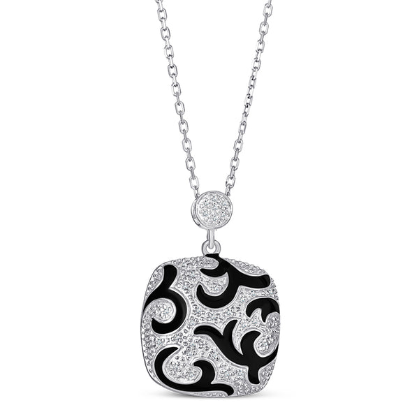 Stelring Silver Pendant with Black Enamel and Diamond (CALL FOR PRICING AND AVAILABILITY)