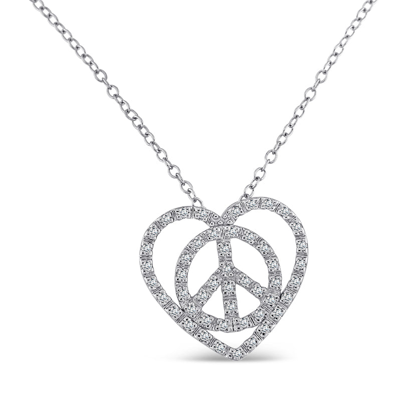 Sterling Silver Heart Pendant with Diamonds