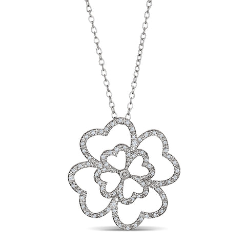 Sterling Silver Four Leaf Clover Pendant with Diamonds (CALL FOR PRICING AND AVAILABILITY)