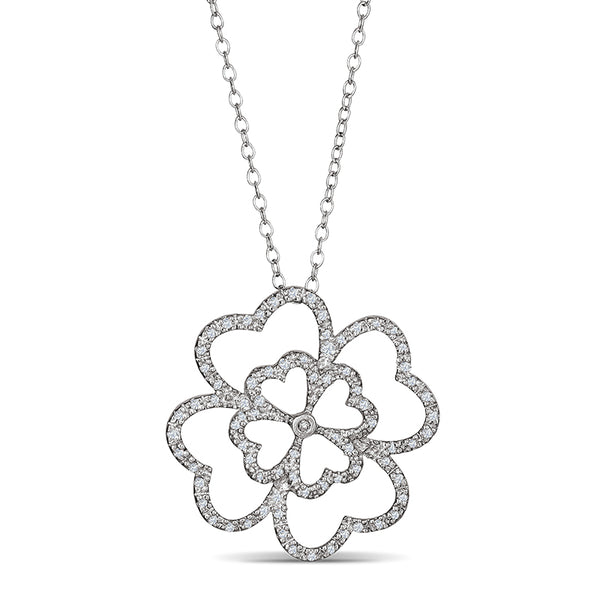 Sterling Silver Four Leaf Clover Pendant with Diamonds (CALL FOR PRICING AND AVAILABILITY)