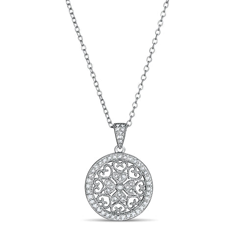 Sterling Silver Hearts Pendant with Diamonds (CALL FOR PRICING AND AVAILABILITY)
