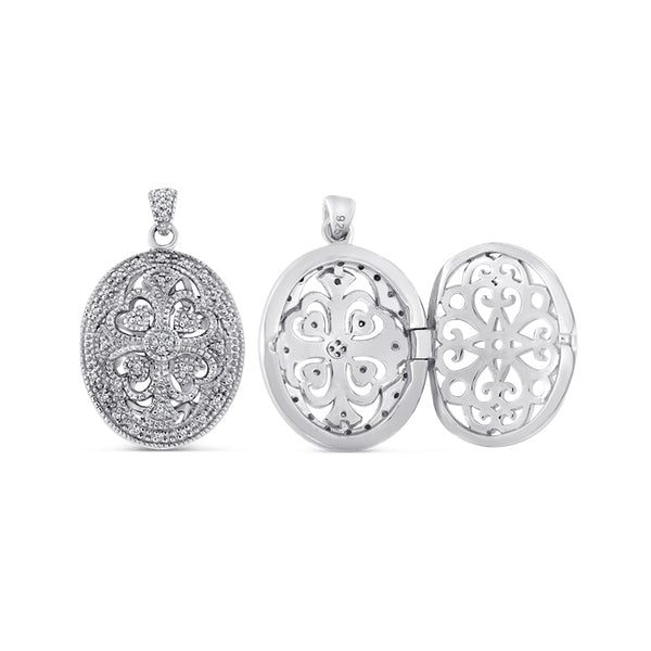 Sterling Silver Locket Pendant with Diamonds (CALL FOR PRICING AND AVAILABILITY)