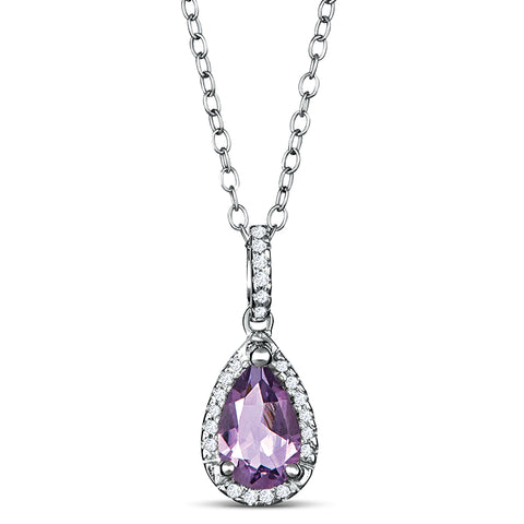 Sterling Silver Necklace with Amethyst and Diamond (CALL FOR PRICING AND AVAILABILITY)
