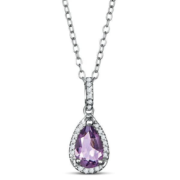 Sterling Silver Necklace with Amethyst and Diamond (CALL FOR PRICING AND AVAILABILITY)