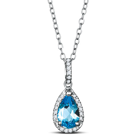 Sterling Silver Necklace with Blue Topaz and Diamond (CALL FOR PRICING AND AVAILABILITY)