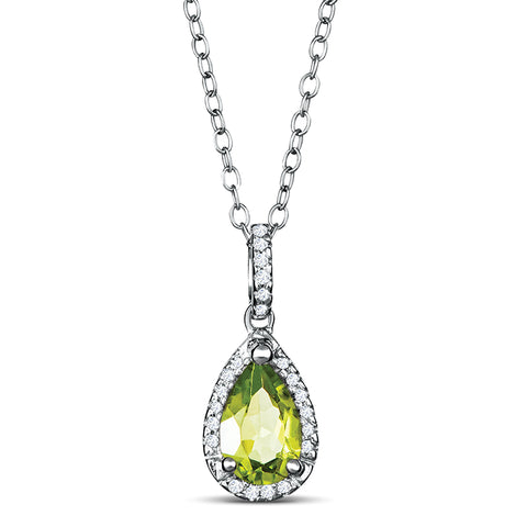 Sterling Silver Necklace with Peridot and Diamond (CALL FOR PRICING AND AVAILABILITY)
