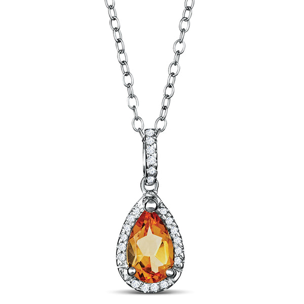 Sterling Silver Necklace with Citrine and Diamond (CALL FOR PRICING AND AVAILABILITY)