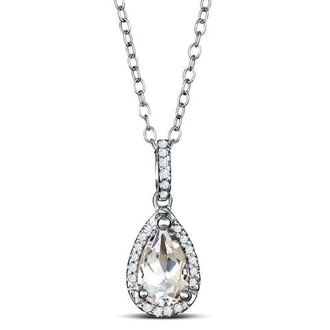 Sterling Silver Neklace with White Topaz and Diamond