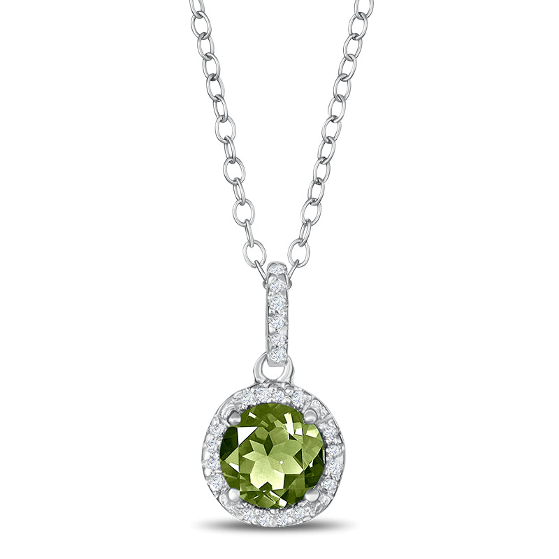 Sterling Silver Pendant with Peridot and Diamonds