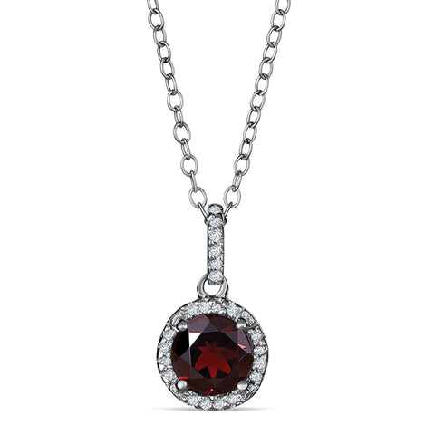Sterling Silver Pendant with Garnet and Diamonds (CALL FOR PRICING AND AVAILABILITY)