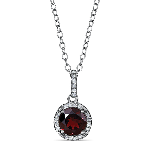 Sterling Silver Pendant with Garnet and Diamonds (CALL FOR PRICING AND AVAILABILITY)