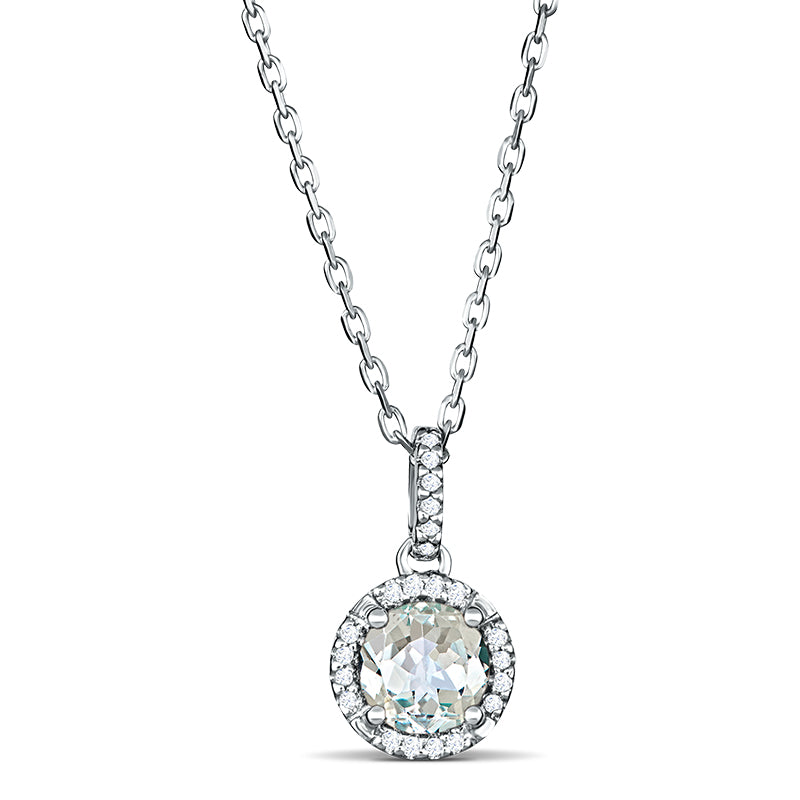 Sterling Silver Pendant with White Topaz and Diamonds