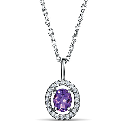 Sterling Silver Pendant with Amethyst and Diamond (CALL FOR PRICING AND AVAILABILITY)