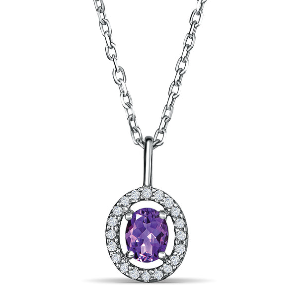 Sterling Silver Pendant with Amethyst and Diamond (CALL FOR PRICING AND AVAILABILITY)