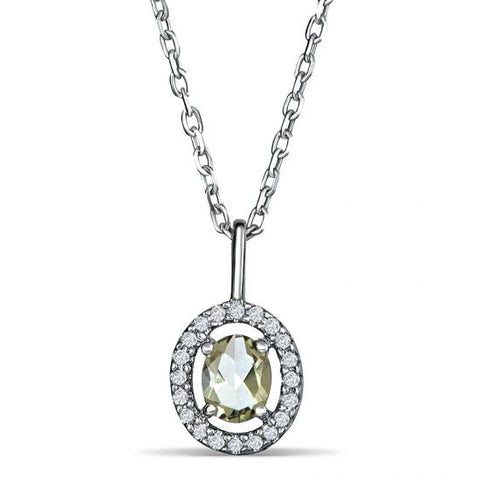 Sterling Silver Pendant with Green Amethyst and Diamond (CALL FOR PRICING AND AVAILABILITY)
