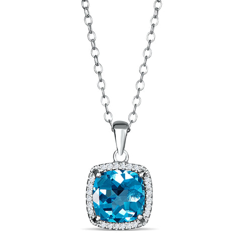 Sterling Silver Pendant with Blue Topaz and Diamond (CALL FOR PRICING AND AVAILABILITY)