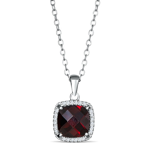 Sterling Silver Pendant with Garnet and Diamonds (CALL FOR PRICING AND AVAILABILITY)