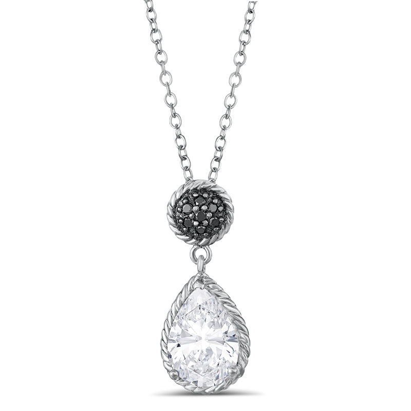 Sterling Silver Pendant with White Topaz and Black Diamond