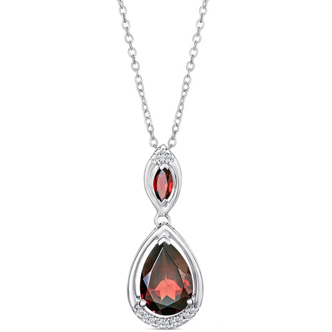 Sterling Silver Pendant with Garnet and Diamonds (CALL FOR PRICING AND AVAILABILITY)