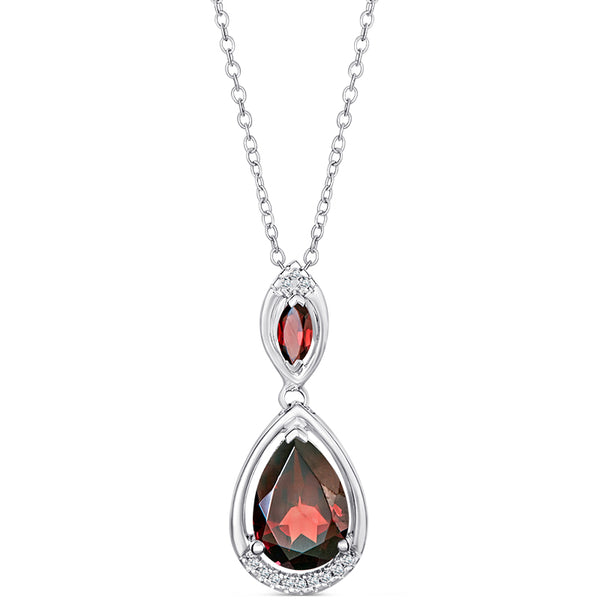 Sterling Silver Pendant with Garnet and Diamonds (CALL FOR PRICING AND AVAILABILITY)