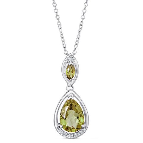 Sterling Silver Necklace with Lemon Quartz and Diamond (CALL FOR PRICING AND AVAILABILITY)