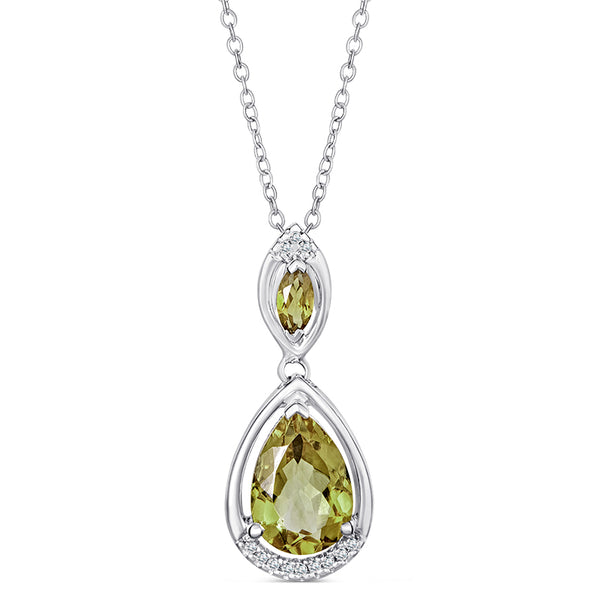 Sterling Silver Necklace with Lemon Quartz and Diamond (CALL FOR PRICING AND AVAILABILITY)