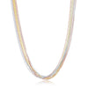 Sterling Silver 10 Strand Sparkling Necklace - Tri Color