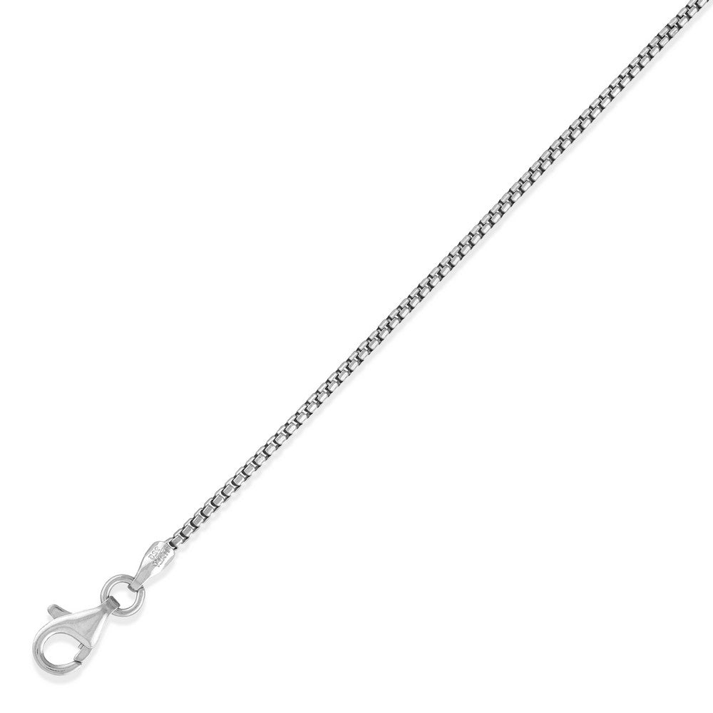 Sterling Silver 1.26mm Thin Round Box Chain - Rhodium Plated