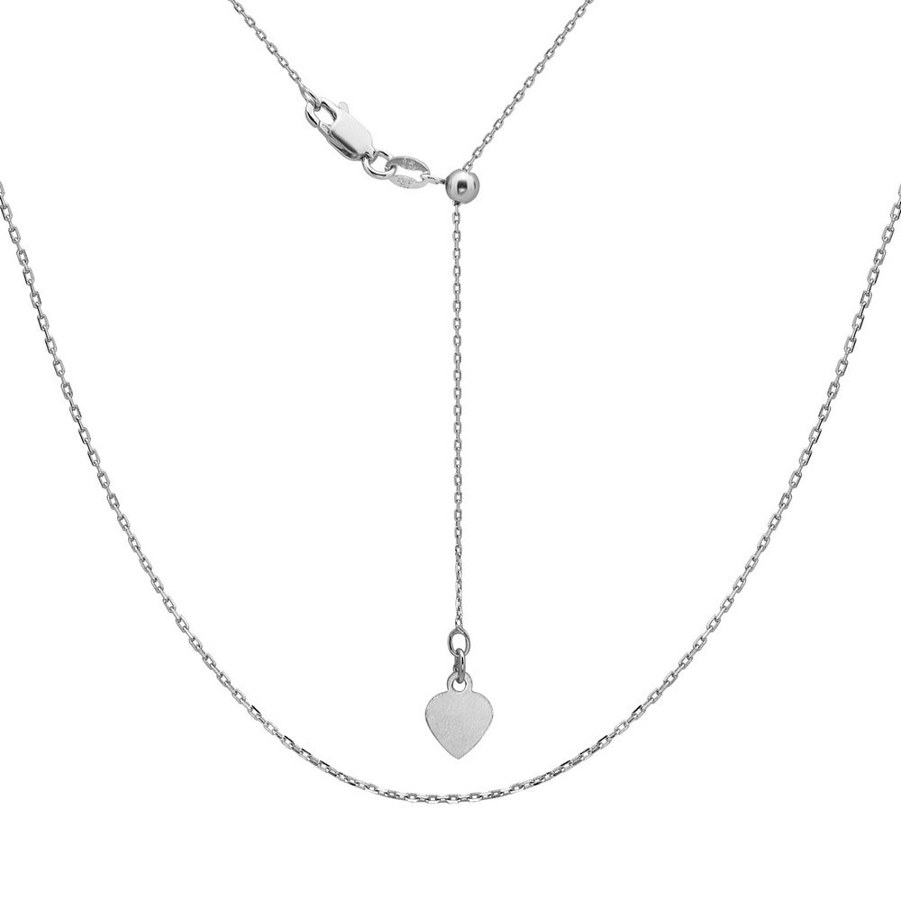 Sterling Silver Adjustable Cable Chain - Rhodium Plated